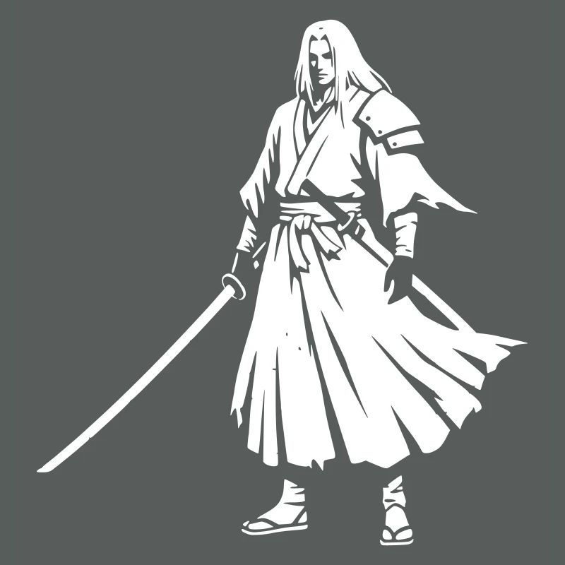 Anime Samurai Warrior Kimono Vector