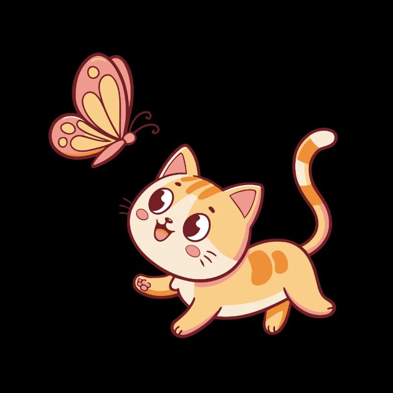 Neugierige Katze und Schmetterling