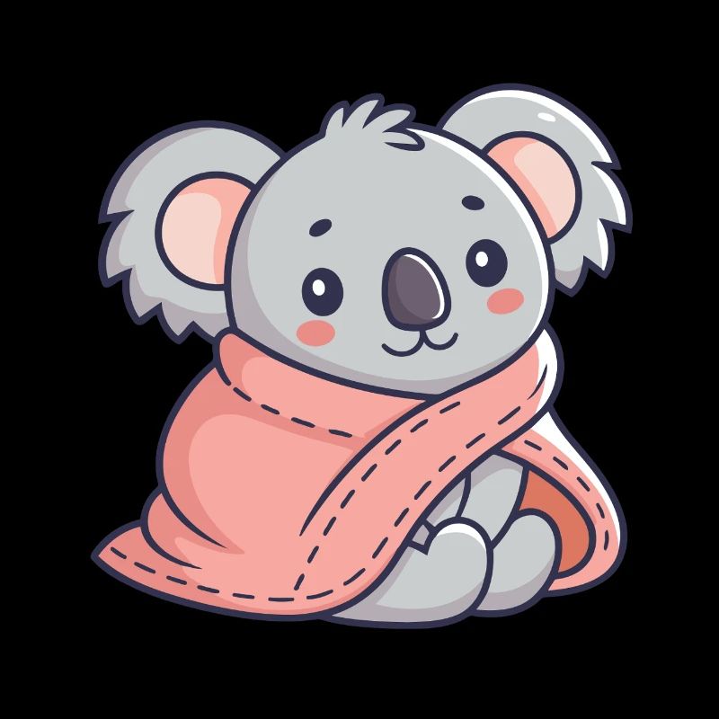 Koala cosy dans une écharpe rose
