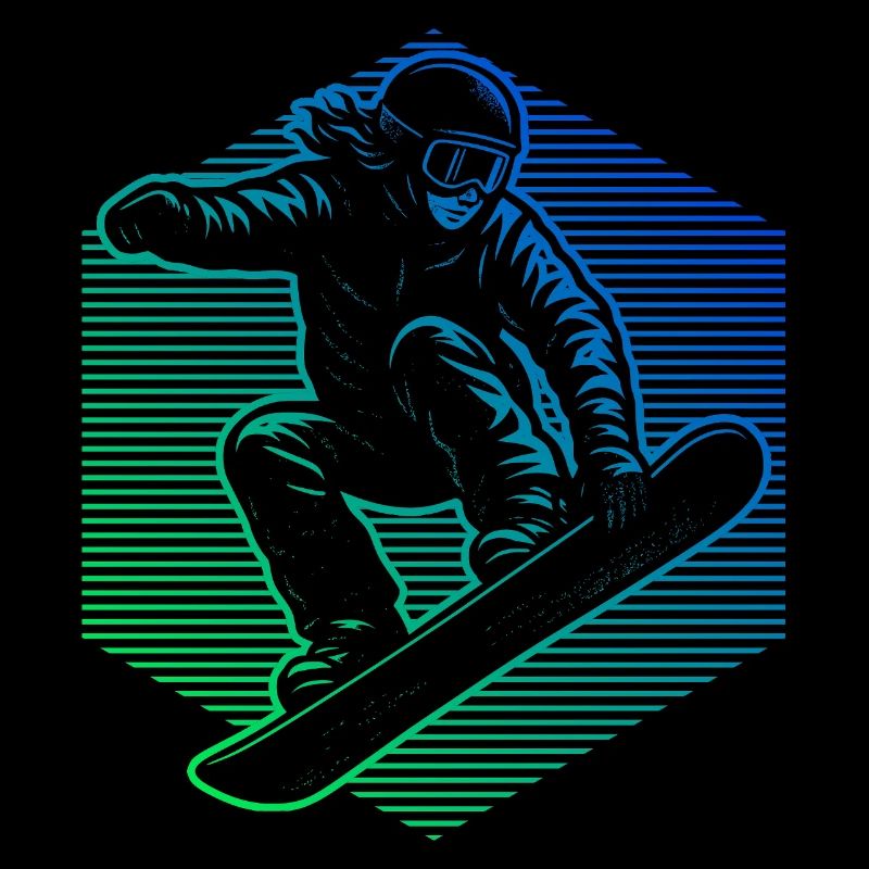 Snowboardeurs en pente néon