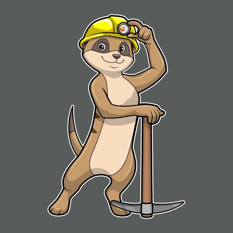 Suricate comme mineur avec pioche