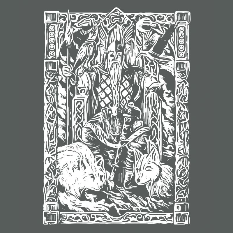 Viking table with wolves and ravens