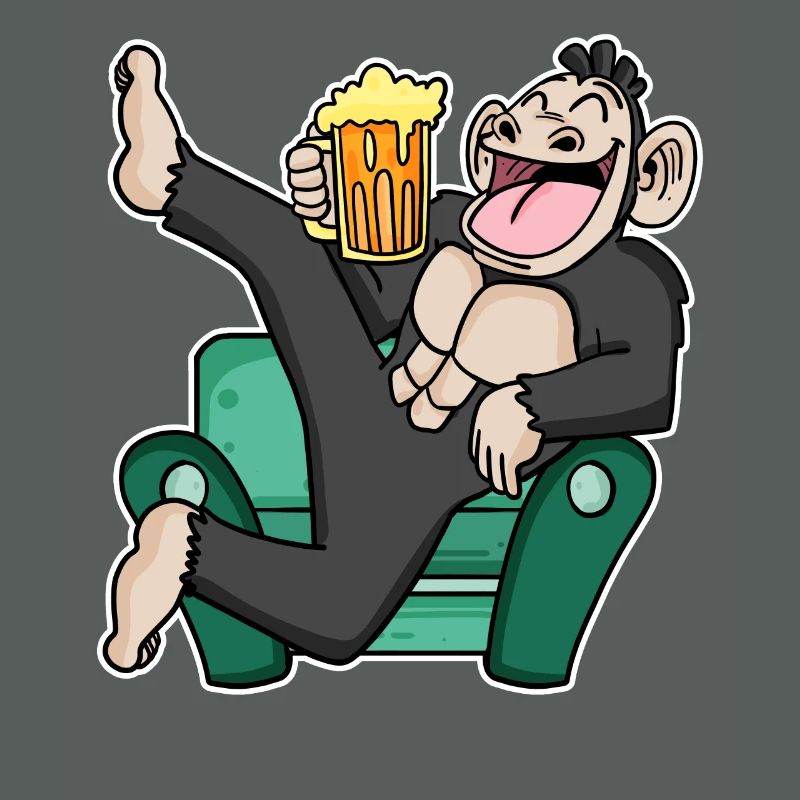 Lustiger Affe trinkt Bier