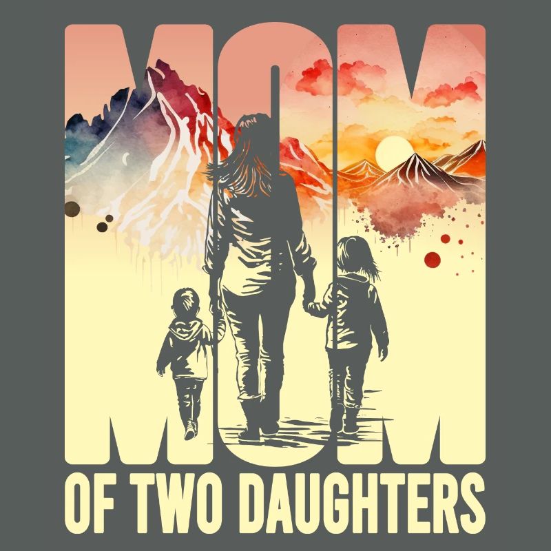 Mutter mit zwei Töchtern Muttertag Berge Mama Kind