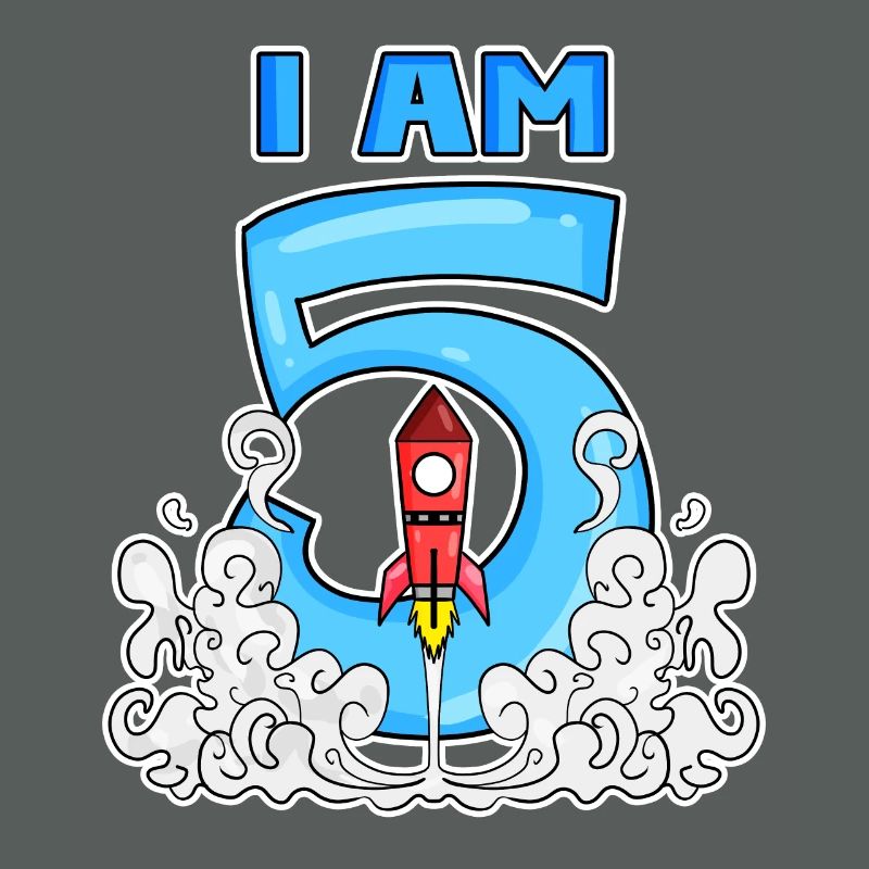 5 Birthday Boy Astronaut Rocket - five years