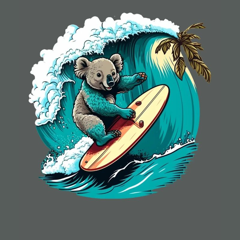 Koala hat Spass beim Surfen