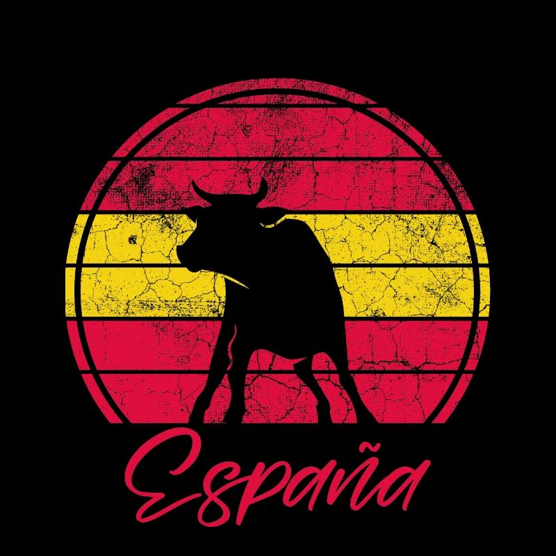 Spanische Flagge mit Stier retro