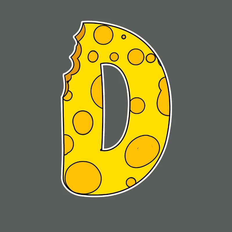 Lettre D - Lettre initiale D - Motif Fromage