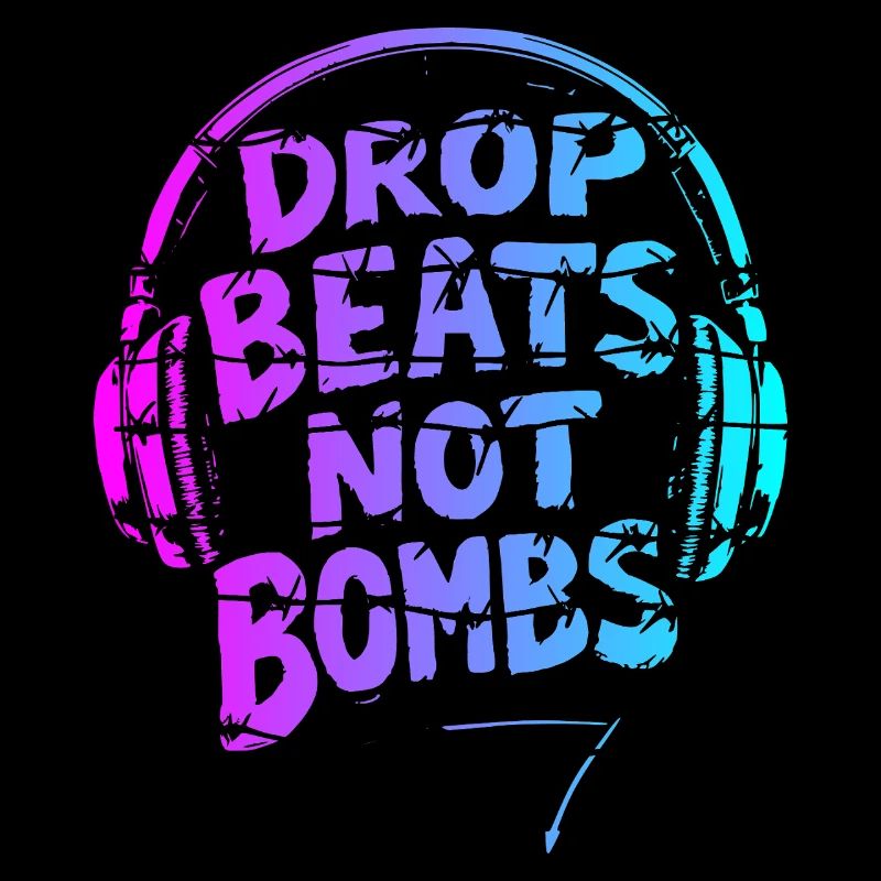 Drop Beats Not Bombs pink cyan