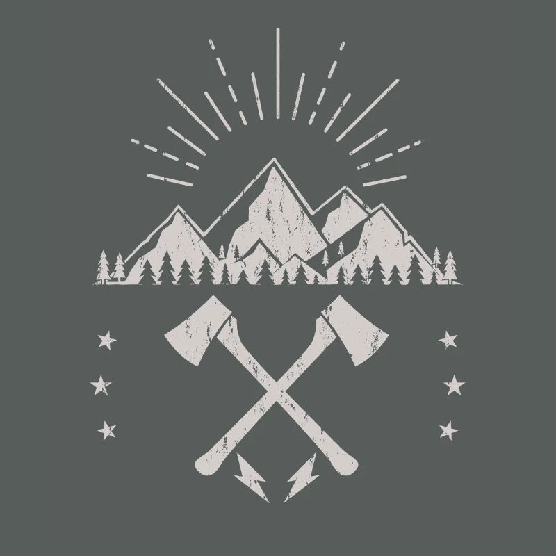 Robustes Berg-Sonnenaufgangsaxt-Emblem
