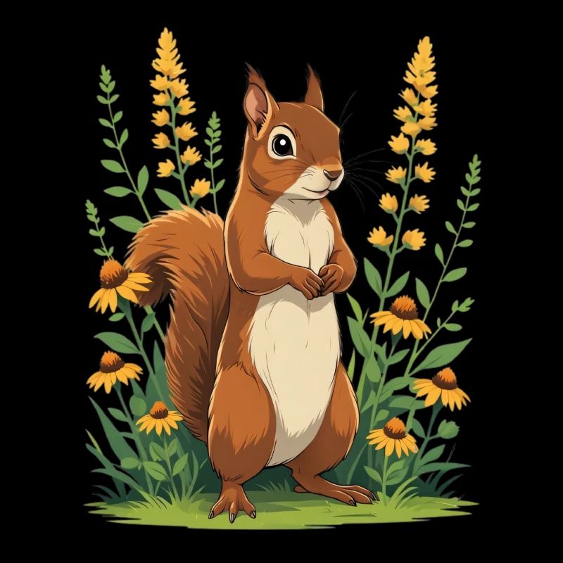 Charmantes Eichhörnchen mit Blütenkranz