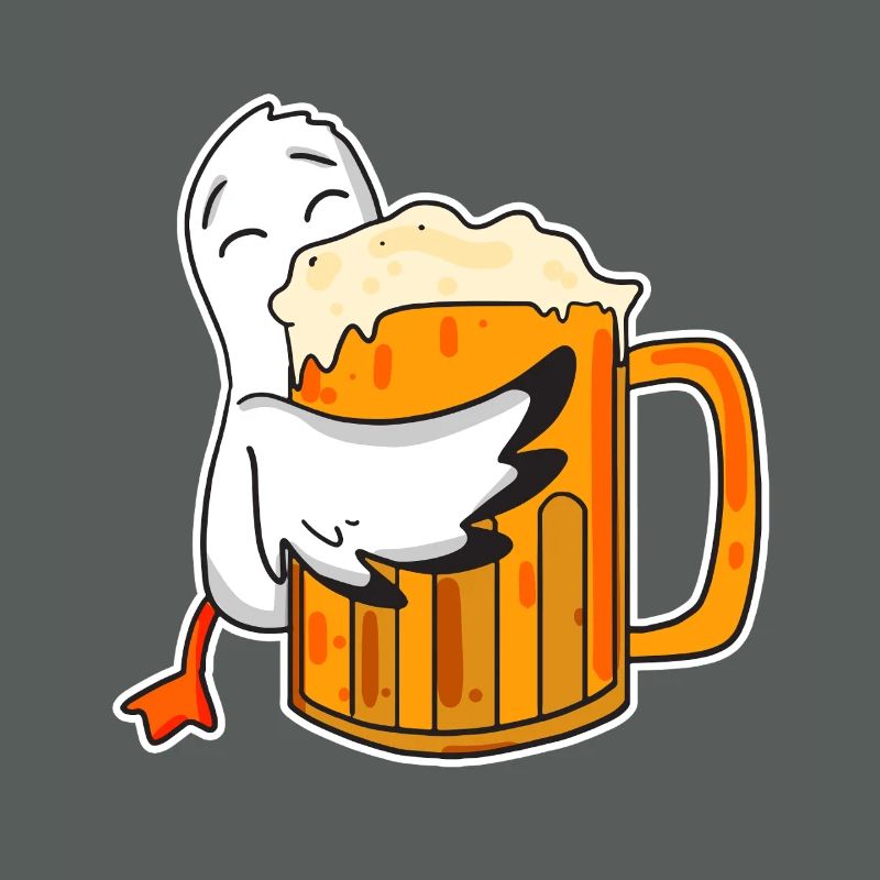 Niedliche Möwe mit Bierglas