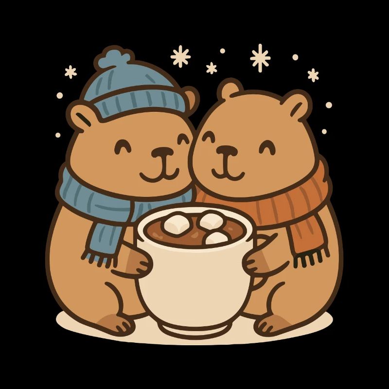 Capybara Pärchen mit heißer Schokolade
