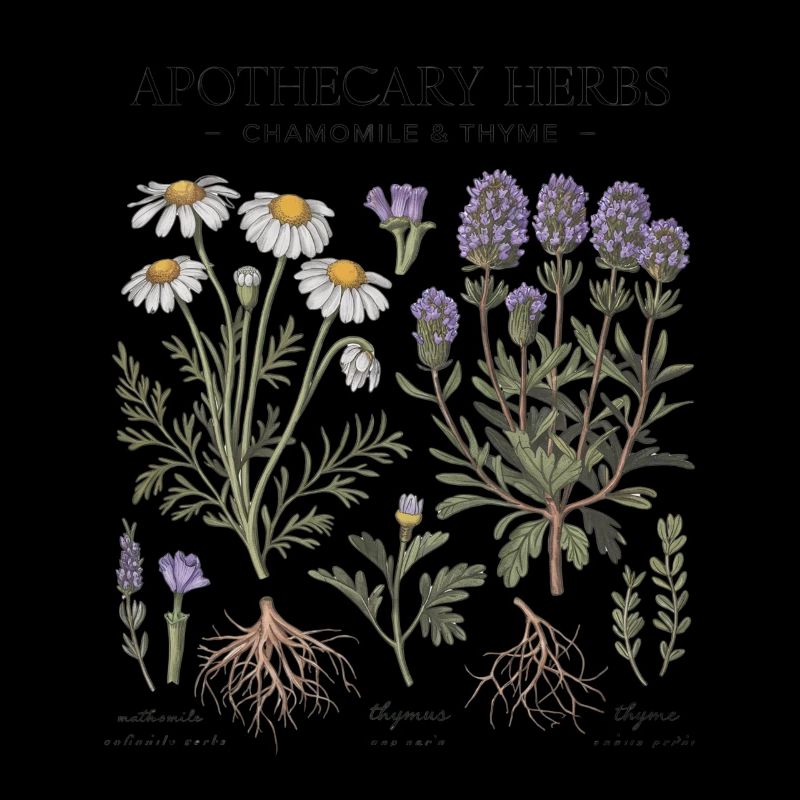 Medicinal Plants Chamomile Thyme Vintage