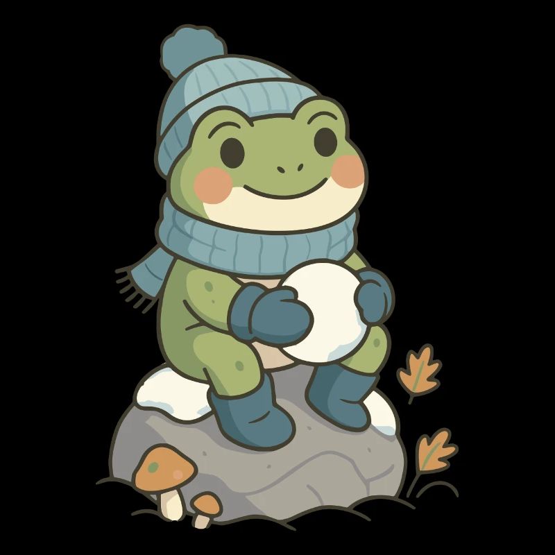 Winter Frosch – Cozy Frog mit Schneeball
