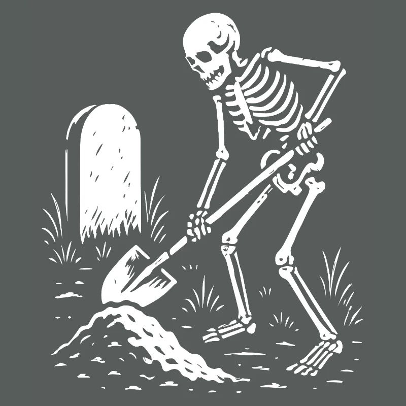 Skeleton Digging in Graveyard