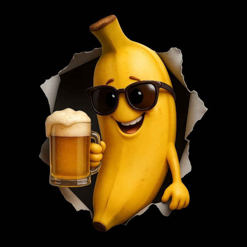 Bananenheld mit Bierglas