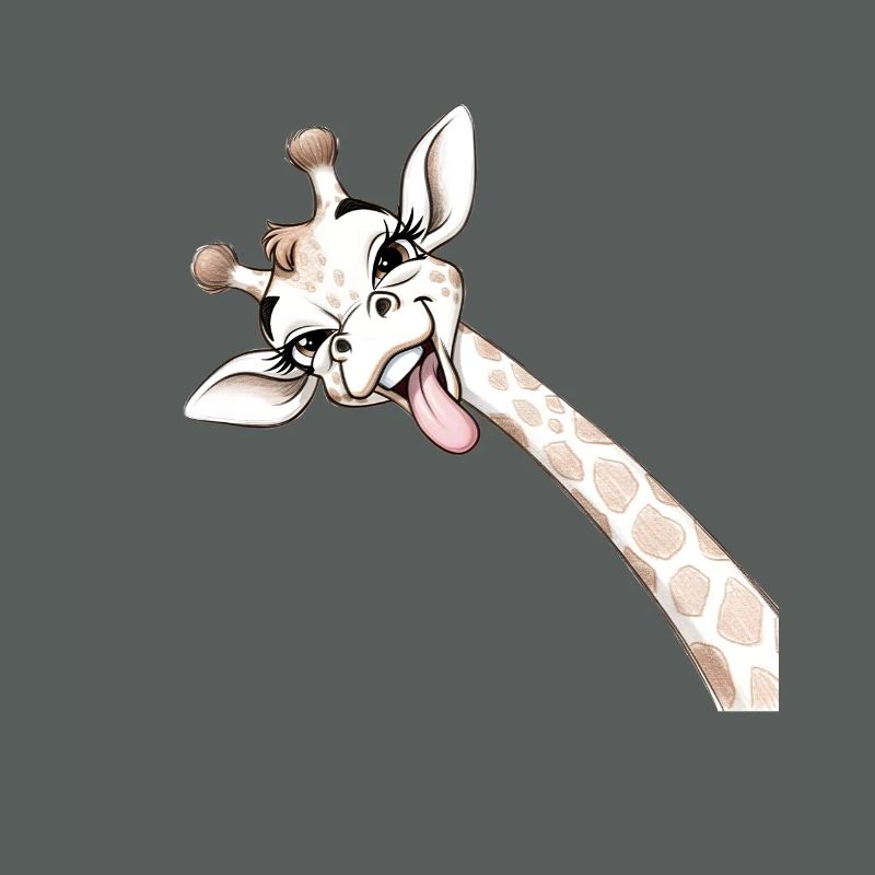 Girafe Joyeuse Langue Déployée