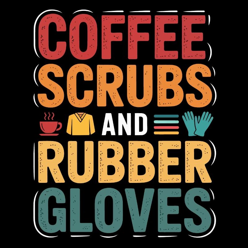 Kaffee Scrubs und Gummi Handschuhe