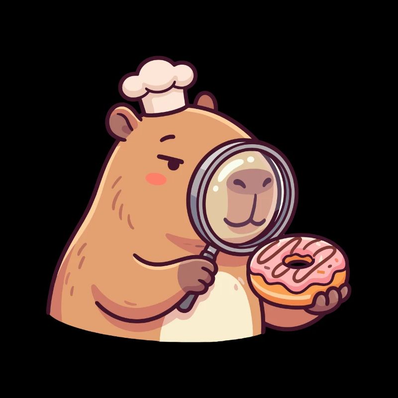 Capybara with Donut Funny Inspector Animal Motif