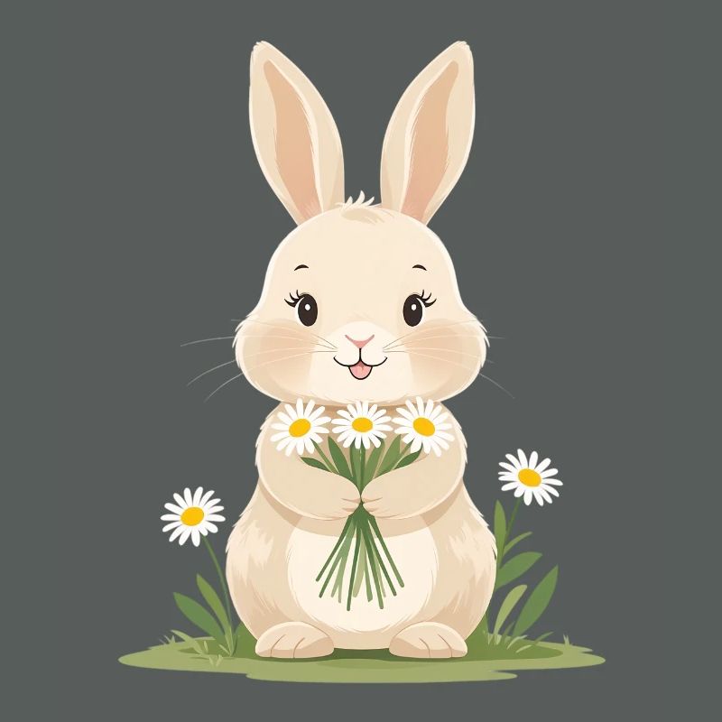 Delicate bunny with daisies