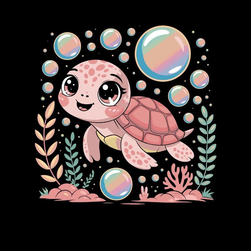 Cute Baby Sea Turtle Underwater With