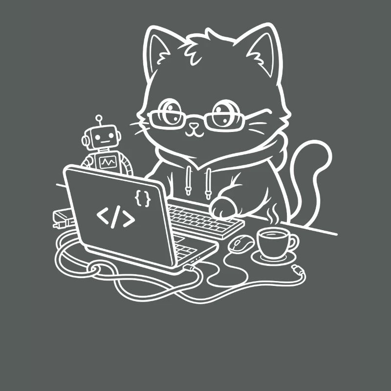 Coder Kawaii Katze Programmierer