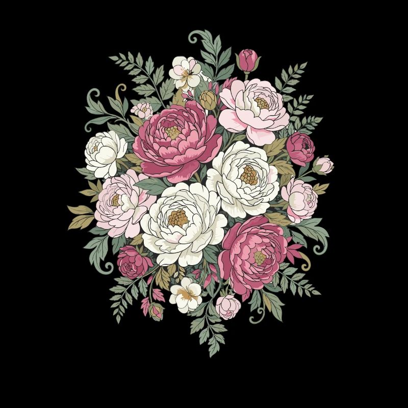 Vintage Rose Bouquet Pink White