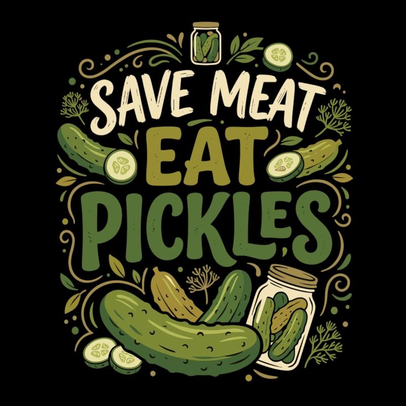 Funny Cucumber Saying Save Meat Eat Pickles