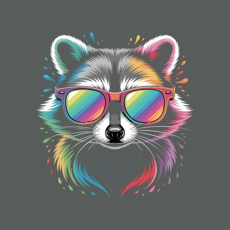 Bunter Waschbär Wasserfarben Spritzer