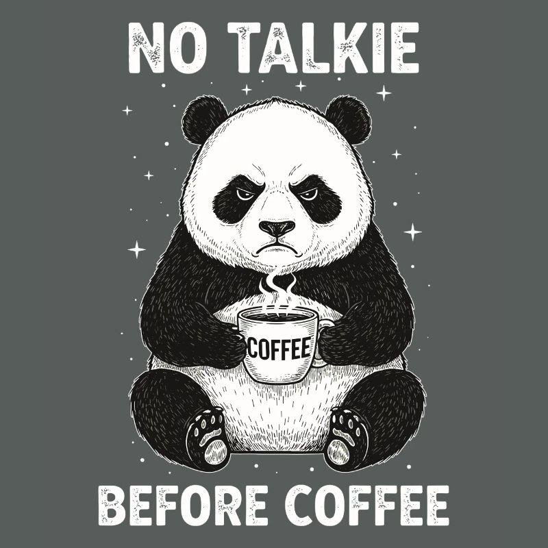 Pas de conversation devant un panda amateur de café