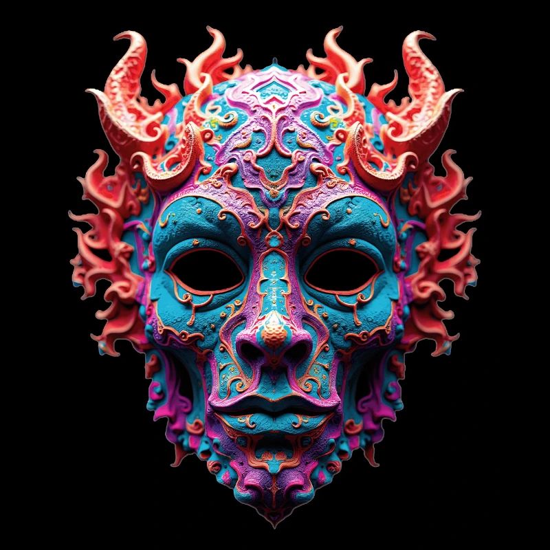 Masque orné de Démon de Feu