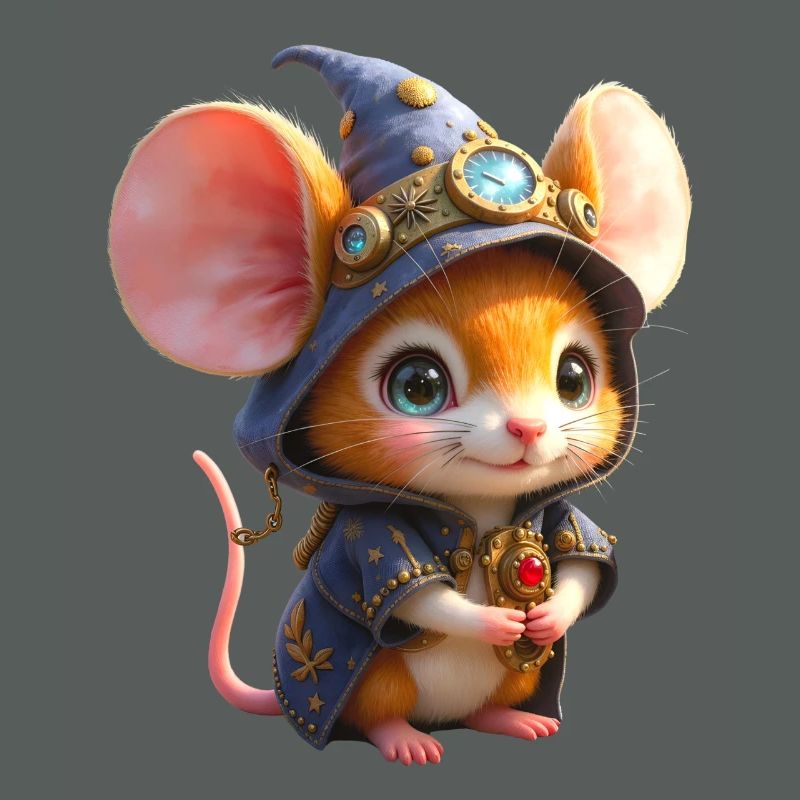 Blue Steampunk Wizard Mouse