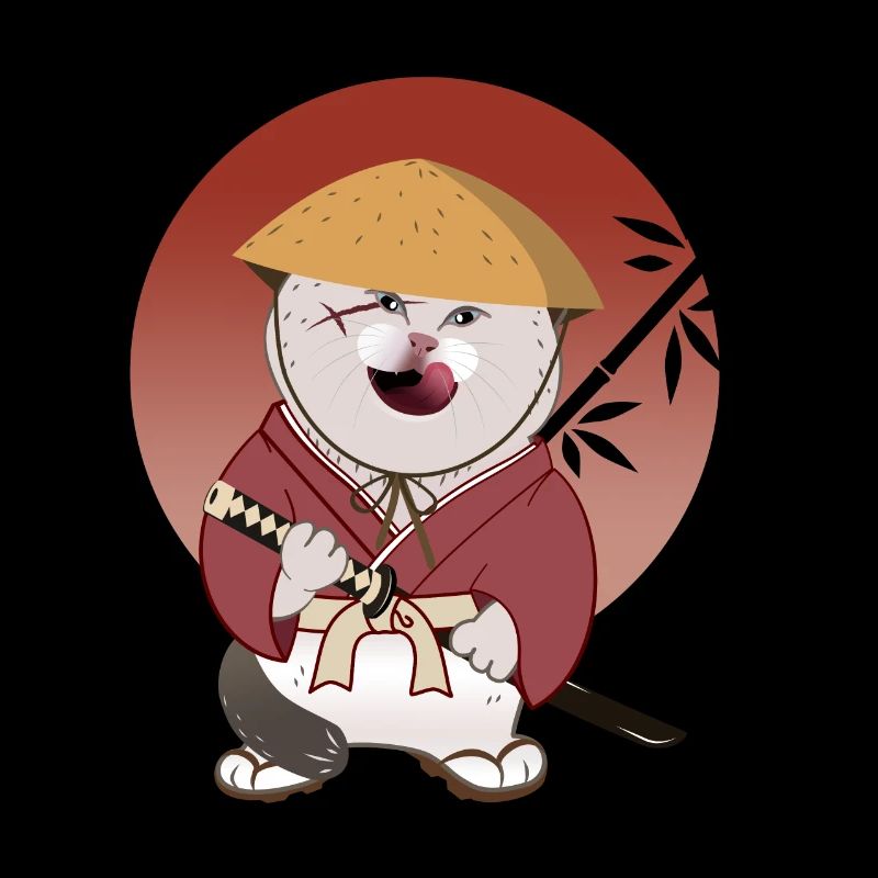 Chat Batosai avec chapeau de paille et cicatrice