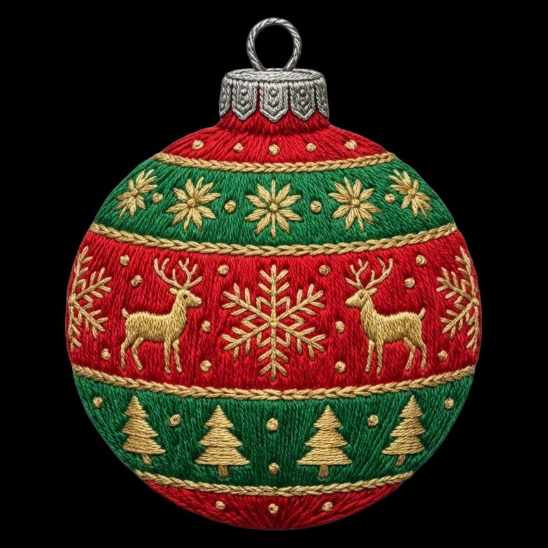 Bestickte Weihnachtskugel – minimalistischer Schmuck