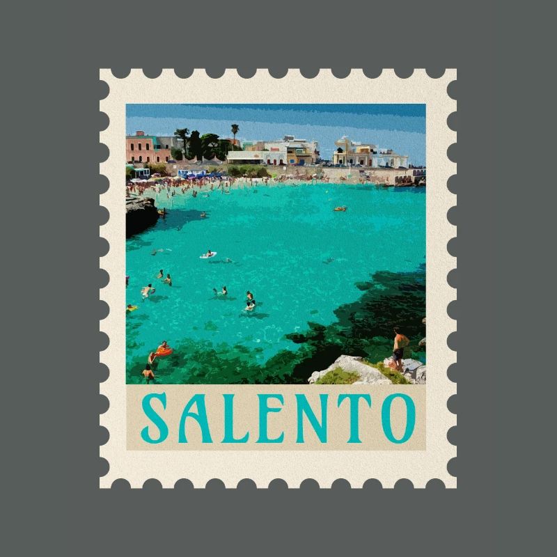 Salento Turquoise Beach Retro Poster