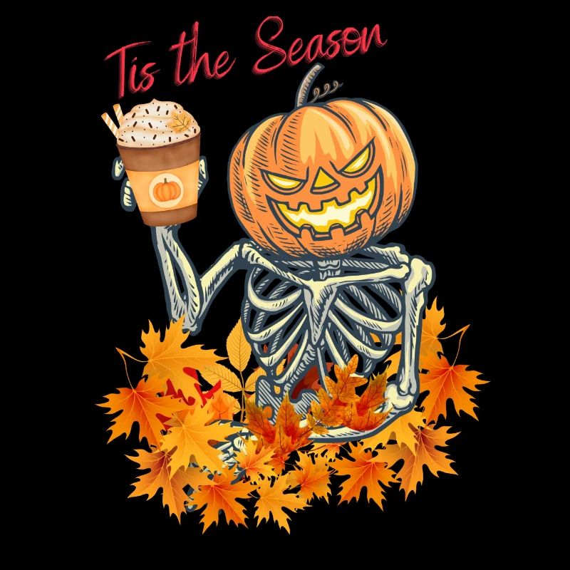 Halloween, pumpkin head with skeleton