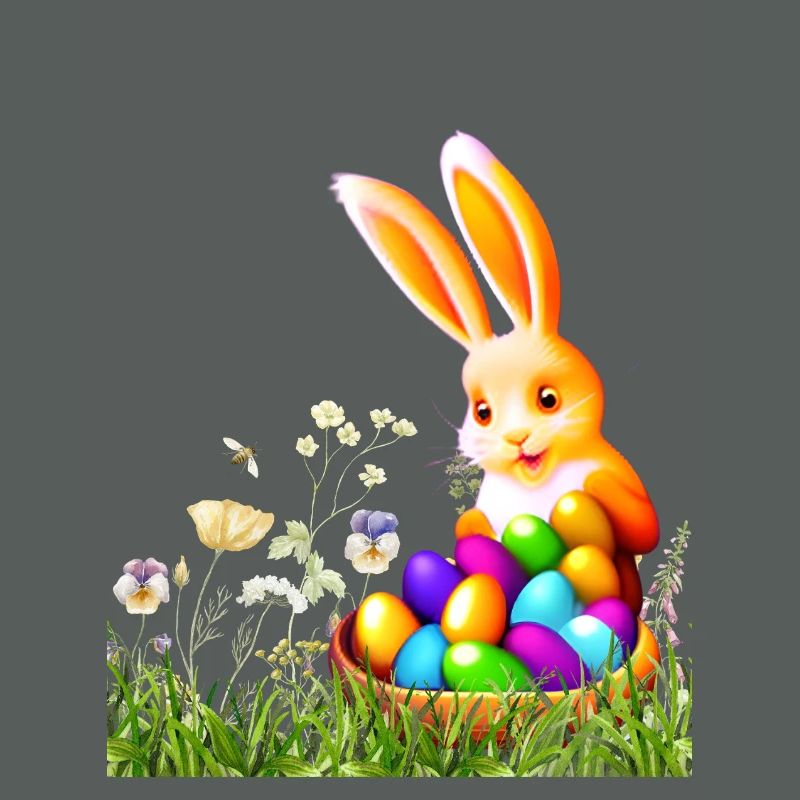 Osterhase mit bunten Eiern