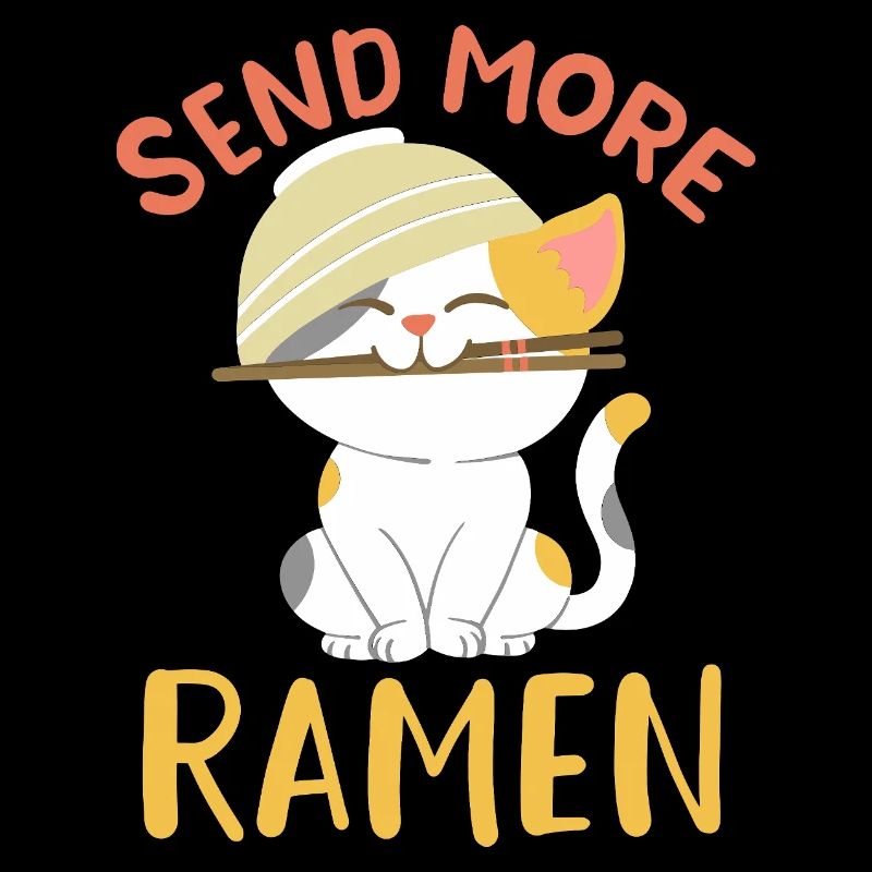 Envoyez plus de ramen Mignonne Art de nouilles Kawaii Chat