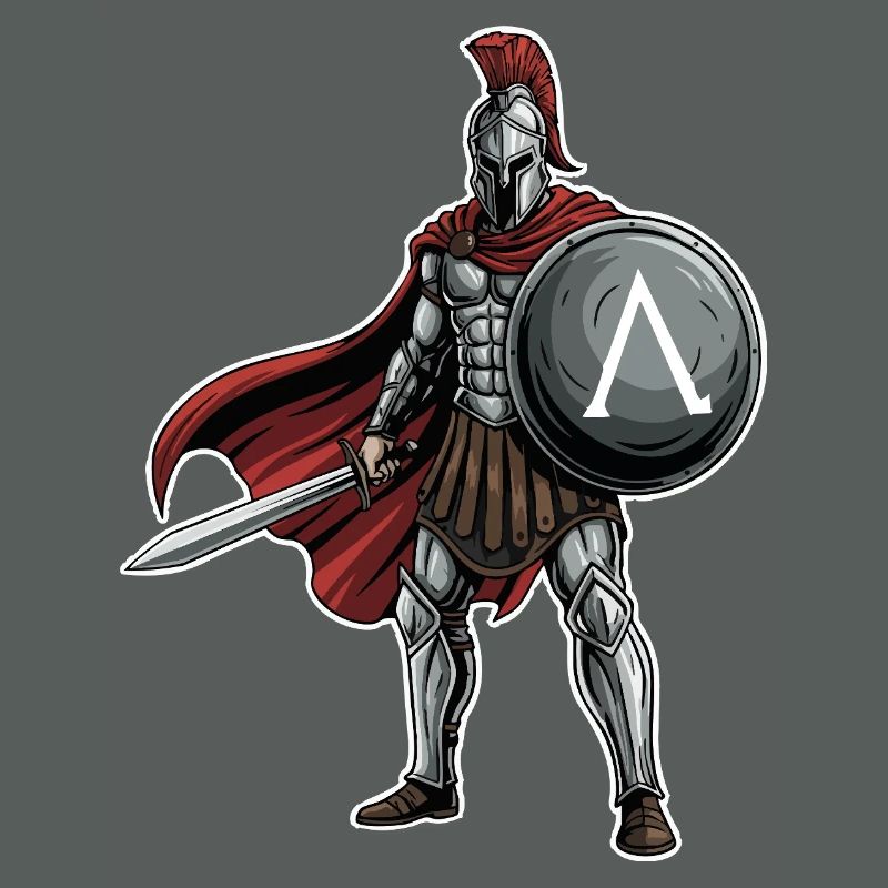 Hoplitisches Spartanisches Lambda-Schild-Schwert-Maskottchen