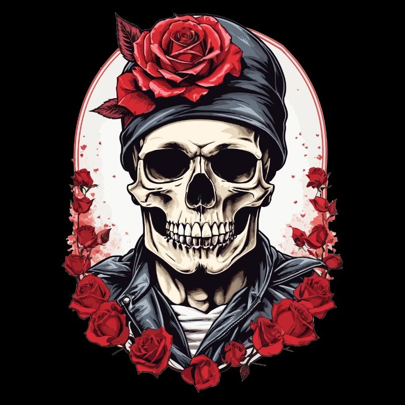Crâne avec des roses