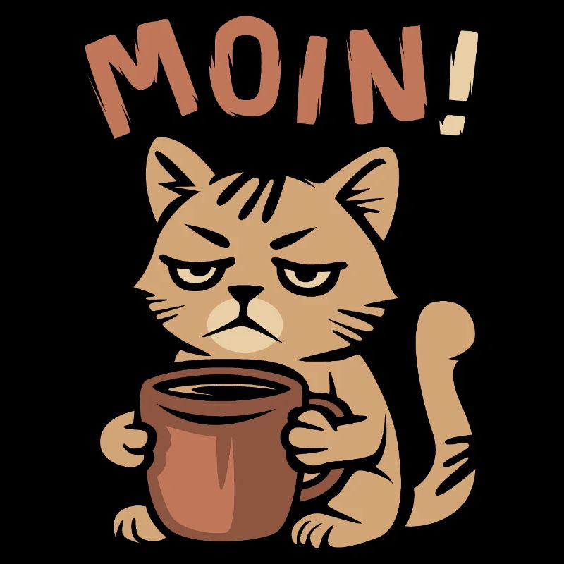 Moin Kaffee Katze – Lustiges Morgenmotiv