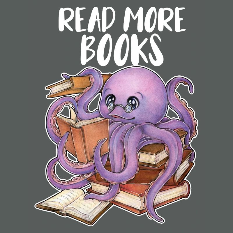 Reading Octopus in Stack of Books Book Gift