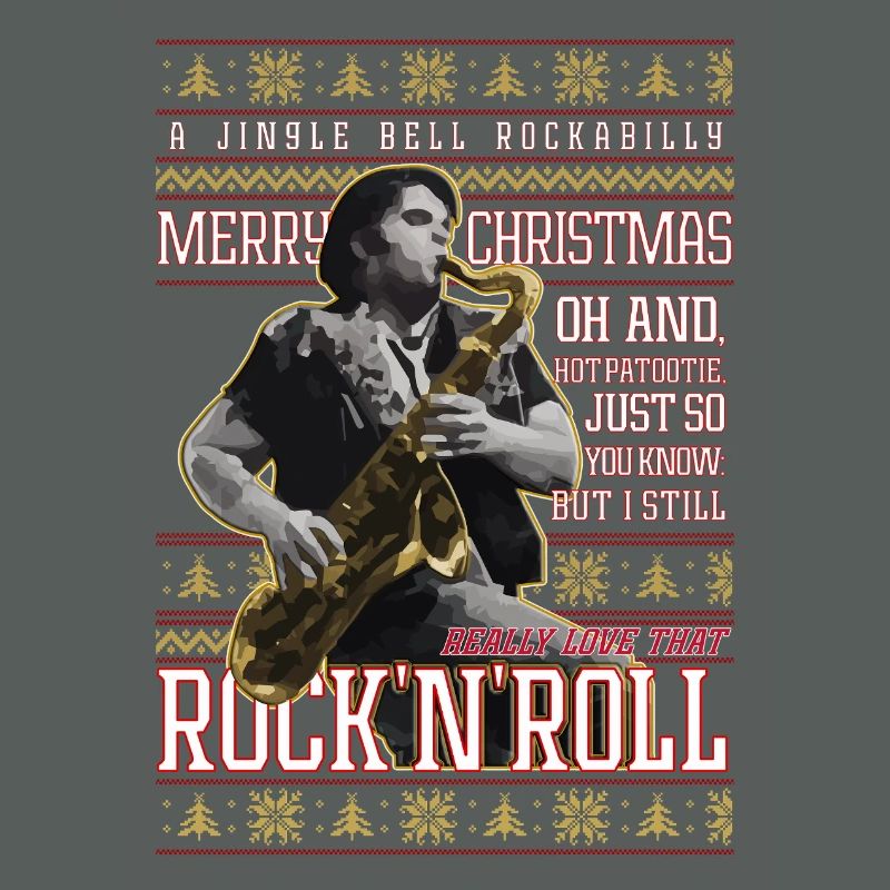 Eddie Rockabilly Saxophon Hässlicher Weihnachtspullover