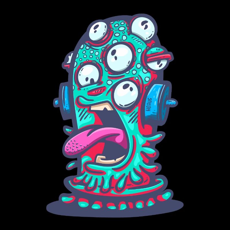 Psychedelisches Monster mit Kopfhörern