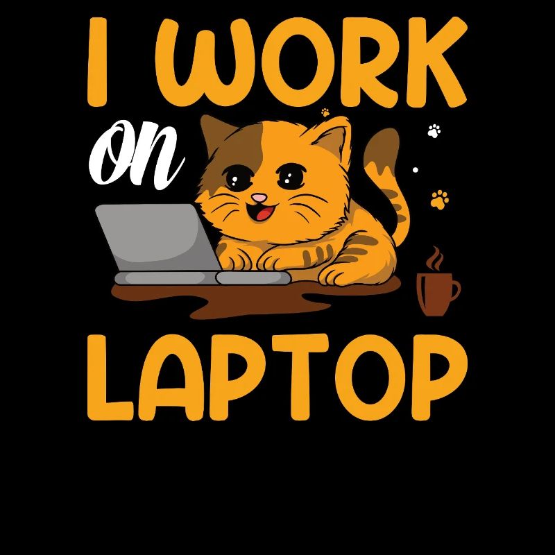 Cat work on laptop