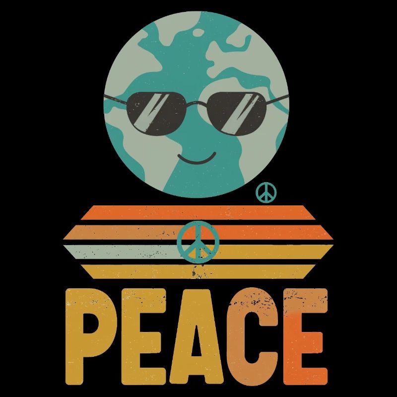 Erde mit Peace-Sonnenbrille Retro