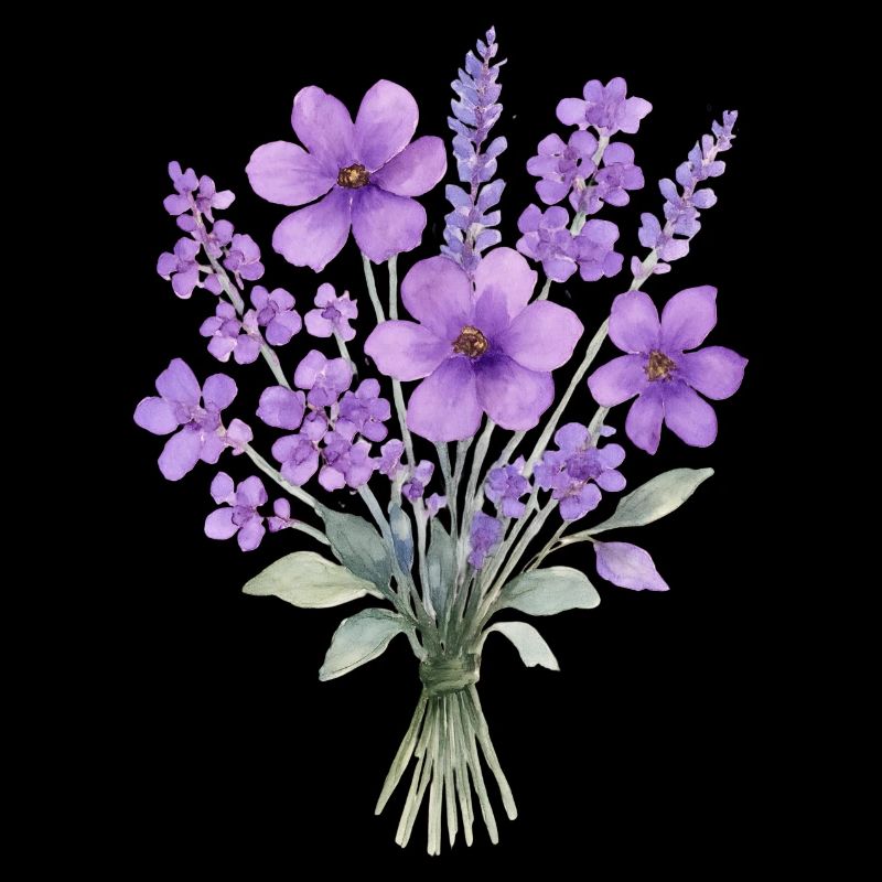Bouquet aquarelle lavande