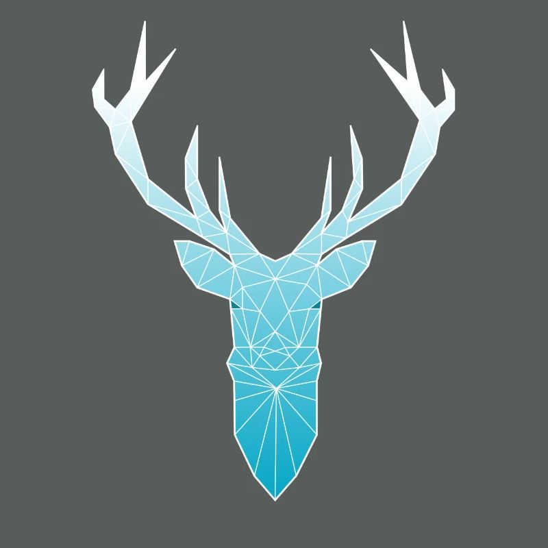 Deer head in triangle design (light blue)