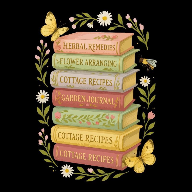 Nature and Book Lovers Floral Book Stack